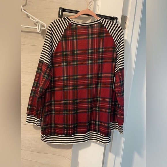 Plaid and Striped Long Sleeve Top-Lovely J - Picture 2 of 3